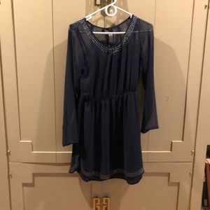 Short Navy Beaded Iska Dress